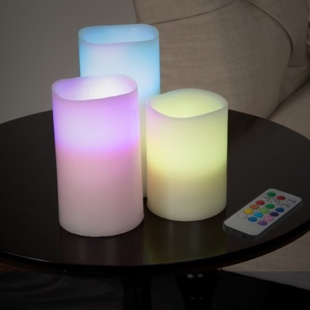 HASTINGS HOME Hastings Home 3 Piece LED Color Changing Flameless Candle Set with Remote 675669PJP